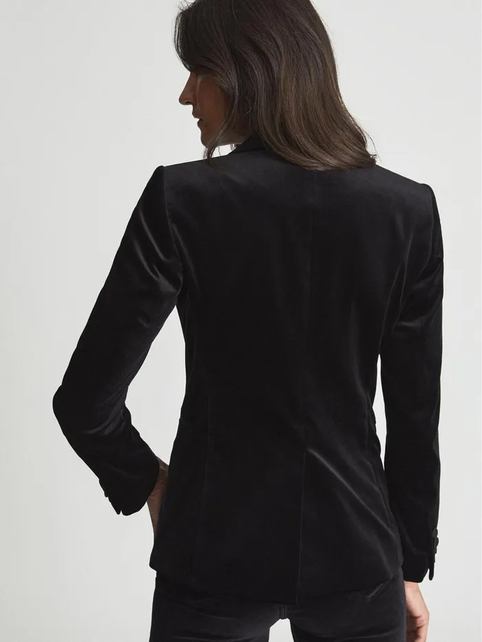 Women Reiss Coats Opal Velvet Blazer Black