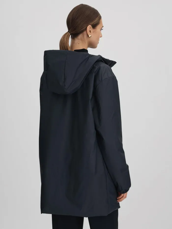 Women Reiss Coats Waterproof Long Jacket Navy