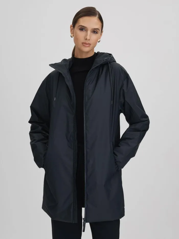 Women Reiss Coats Waterproof Long Jacket Navy