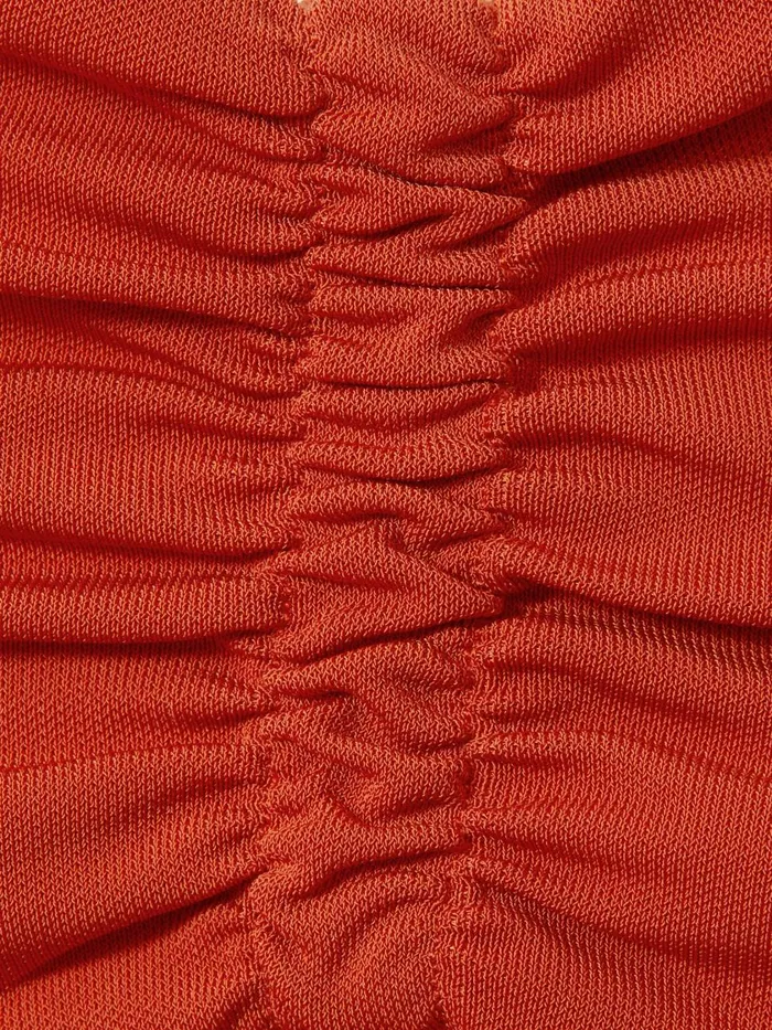 Women Reiss Dresses Carla Jersey Ruched Midi Dress Rust
