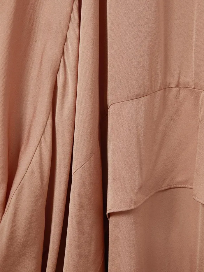 Women Reiss Dresses Demi Viscose Side Pleat Asymmetric Midi Dress Nude