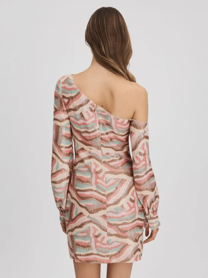 Women Reiss Dresses OffTheShoulder Sequin Mini Dress White Print