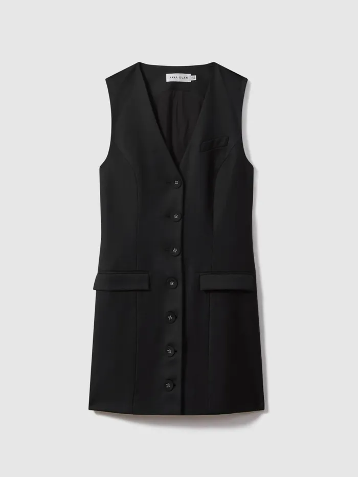 Women Reiss Dresses Quan Single Breasted Mini Dress Black