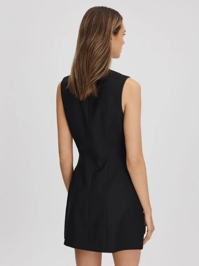 Women Reiss Dresses Quan Single Breasted Mini Dress Black
