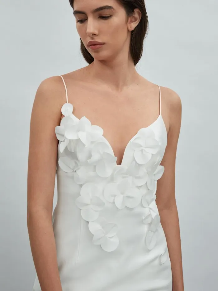 Women Reiss Dresses Ruffle Midi Dress Ivory