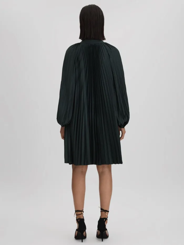 Women Reiss Dresses Trina Pleated Belted Mini Dress Green