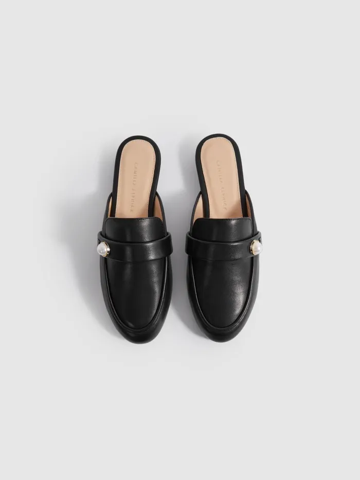 Women Reiss Flats Elphick Leather SlipOn Flats Black