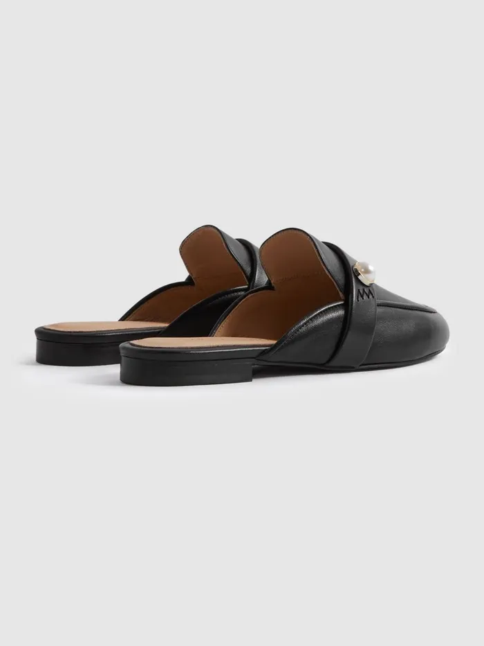Women Reiss Flats Elphick Leather SlipOn Flats Black
