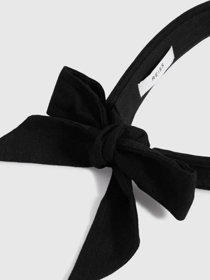 Women Reiss Hats Gloves and Scarves Vanessa Tie Back Visor With Linen Black