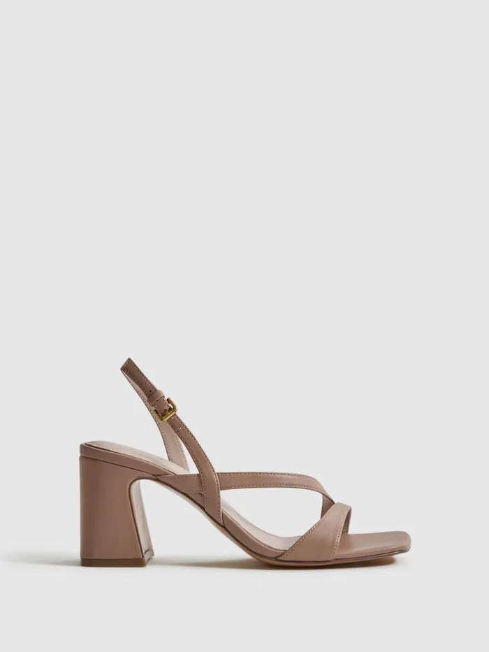 Women Reiss Heels Alice Strappy Leather Heeled Sandals Nude