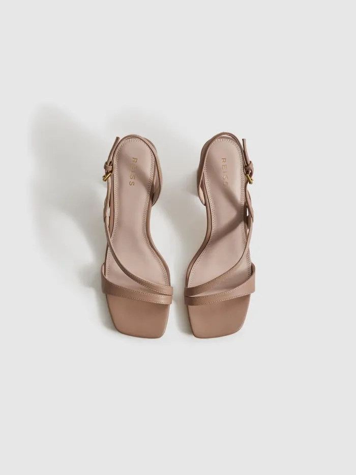 Women Reiss Heels Alice Strappy Leather Heeled Sandals Nude