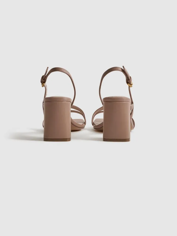 Women Reiss Heels Alice Strappy Leather Heeled Sandals Nude