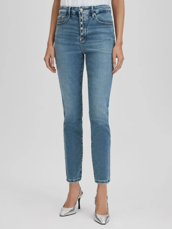 Women Reiss Jeans American Good American Exposed Button Cropped Skinny Jeans Indigo Women Reiss Jeans American Good American Exposed Button Cropped Skinny Jeans Indigo