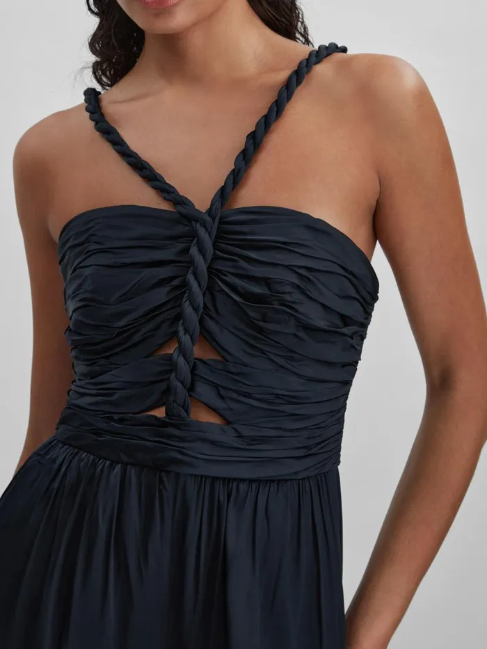 Women Reiss Jumpsuits and Playsuits Ruche Detail Wide Leg Jumpsuit Navy