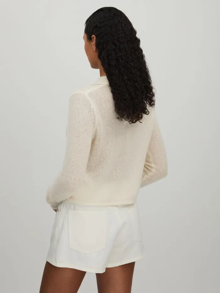 Women Reiss Knitwear Collection Cashmere Tie Front Cardigan Ivory