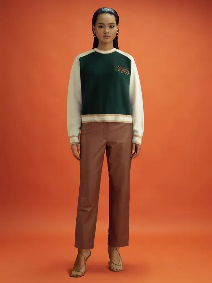 Women Reiss Knitwear F1 Wool Cashmere Cropped Jumper Bottle Greenecru