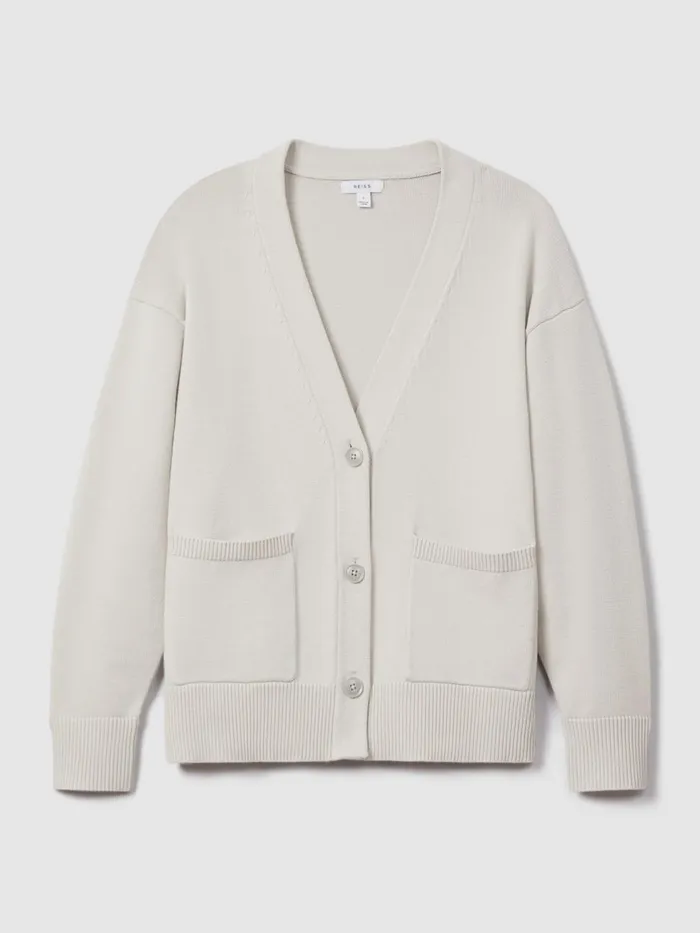 Women Reiss Knitwear Harper Chunky Knitted Cardigan Grey
