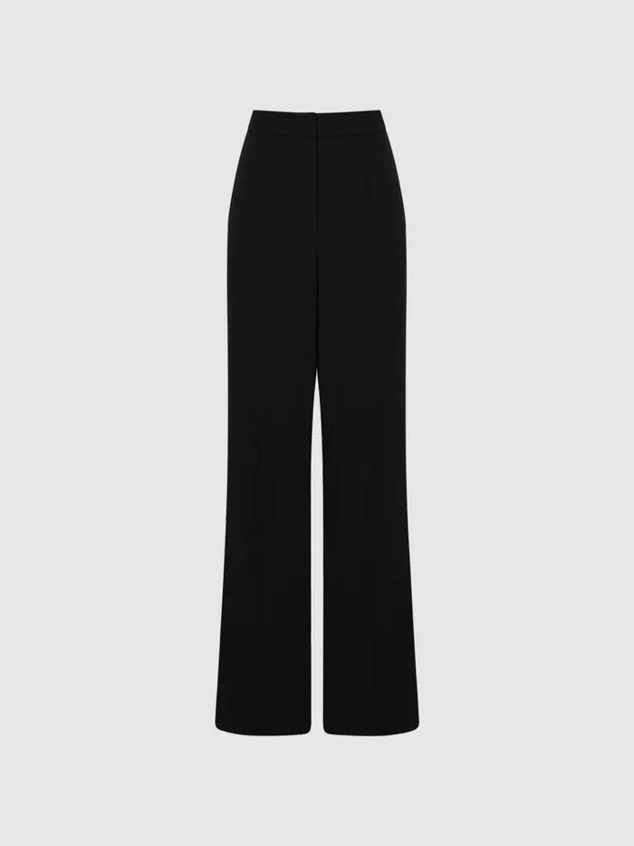 Women Reiss Pants Aleah Pull On Wide Leg Trousers Black