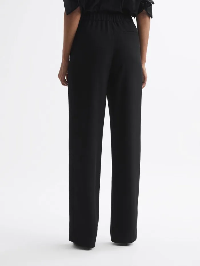 Women Reiss Pants Aleah Pull On Wide Leg Trousers Black