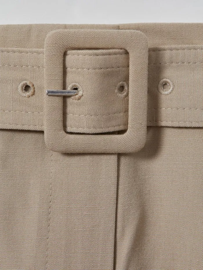 Women Reiss Pants Belted Wide Leg Trousers Neutral