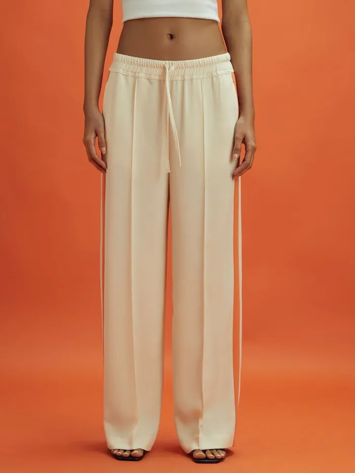Women Reiss Pants F1 Side Stripe Drawstring Trousers Off Whitepapaya