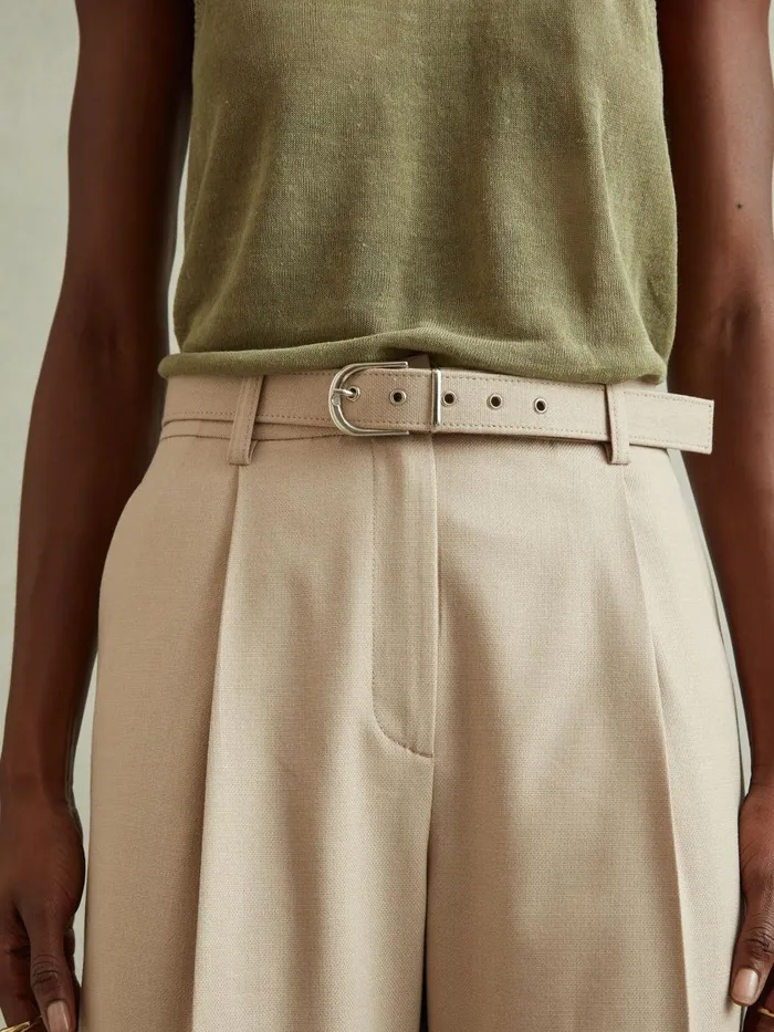 Women Reiss Pants Freja Tapered Belted Trousers Neutral