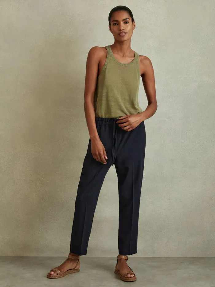 Women Reiss Pants Hailey Pull On Trousers Navy