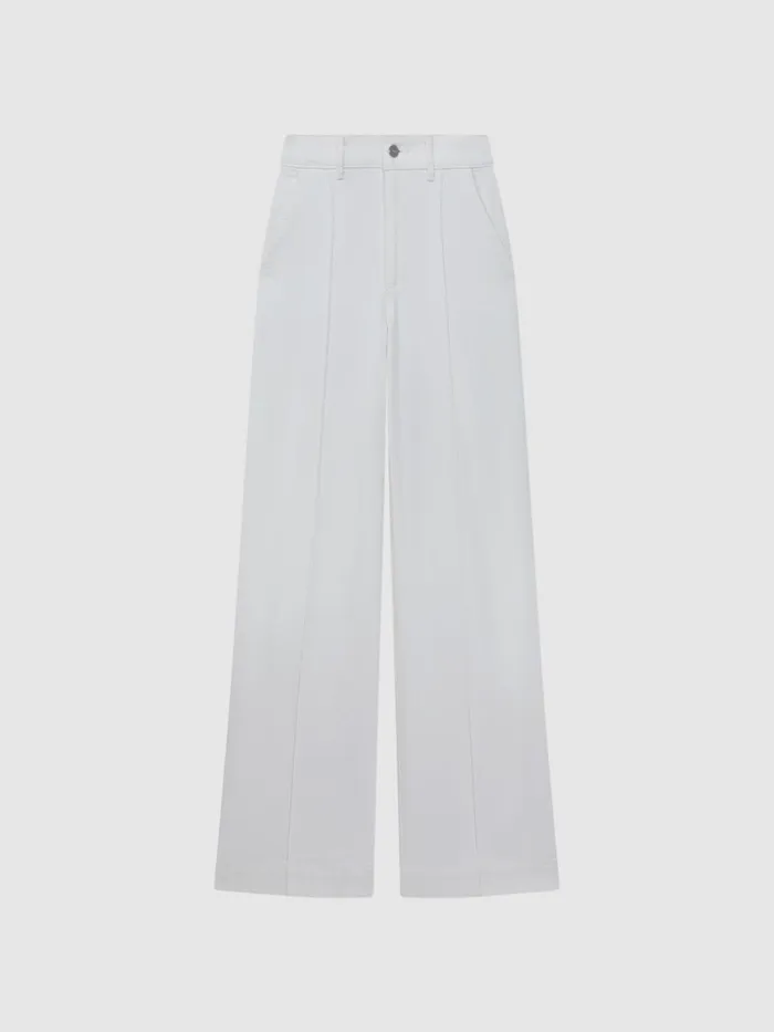 Women Reiss Pants High Rise Wide Leg Trousers Crisp White