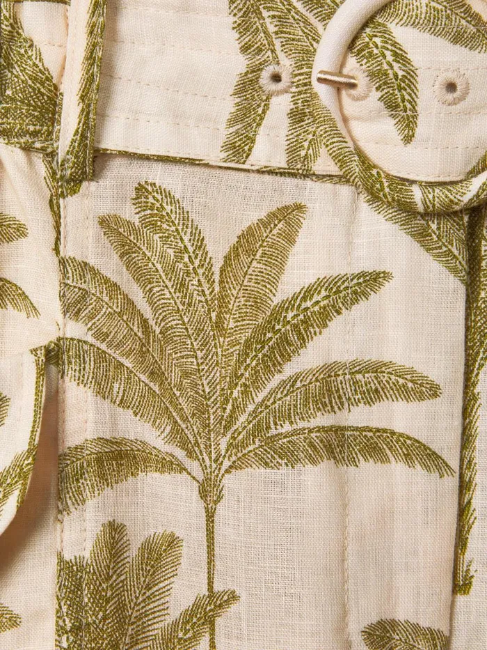 Women Reiss Shorts Cali Linen Tropical Print Shorts Neutral