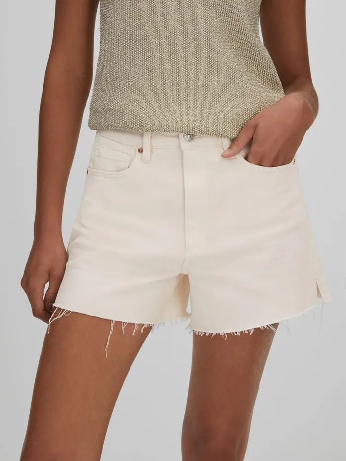 Women Reiss Shorts Raw Hem Denim Shorts Light Blonde