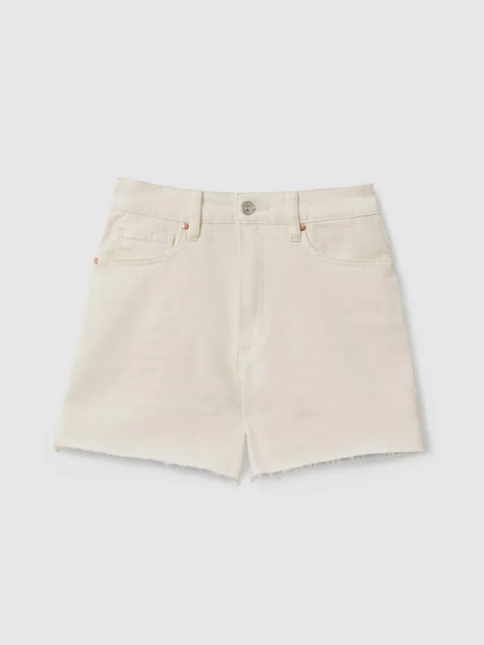 Women Reiss Shorts Raw Hem Denim Shorts Light Blonde