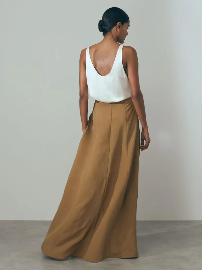 Women Reiss Skirts Drape Front Maxi Skirt Toffee