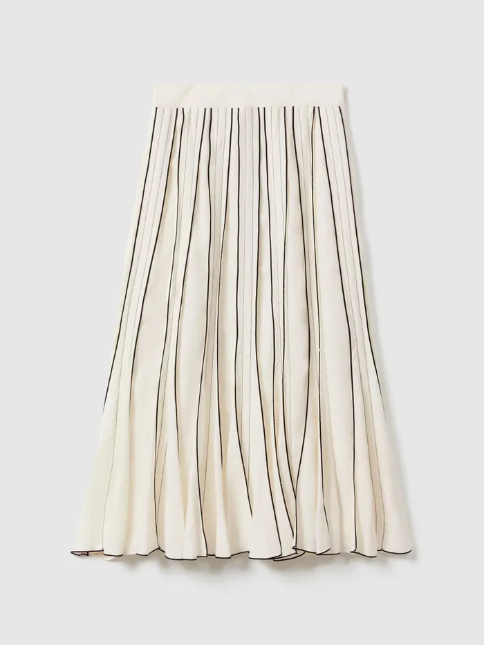 Women Reiss Skirts Tara Contrast Ruffle Midi Skirt Cream