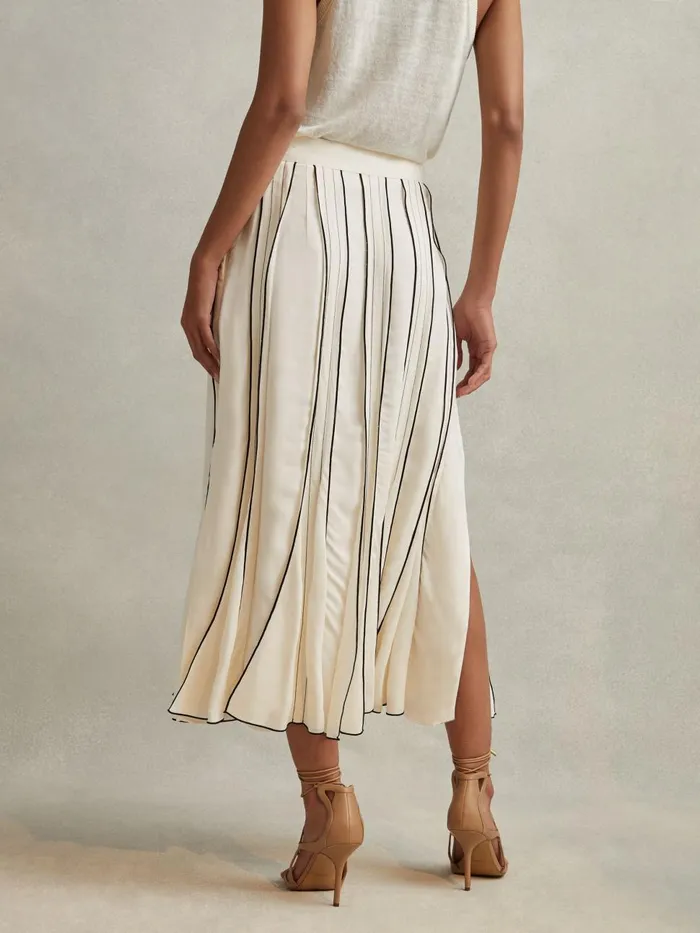Women Reiss Skirts Tara Contrast Ruffle Midi Skirt Cream