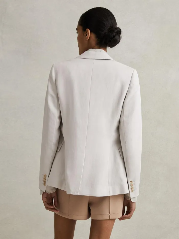 Women Reiss Suits and Tailoring Farrah Single Breasted Suit Blazer With TENCEL Fibers Light Grey