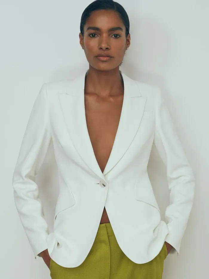 Women Reiss Suits and Tailoring Slim Fit Suit Blazer Ivory