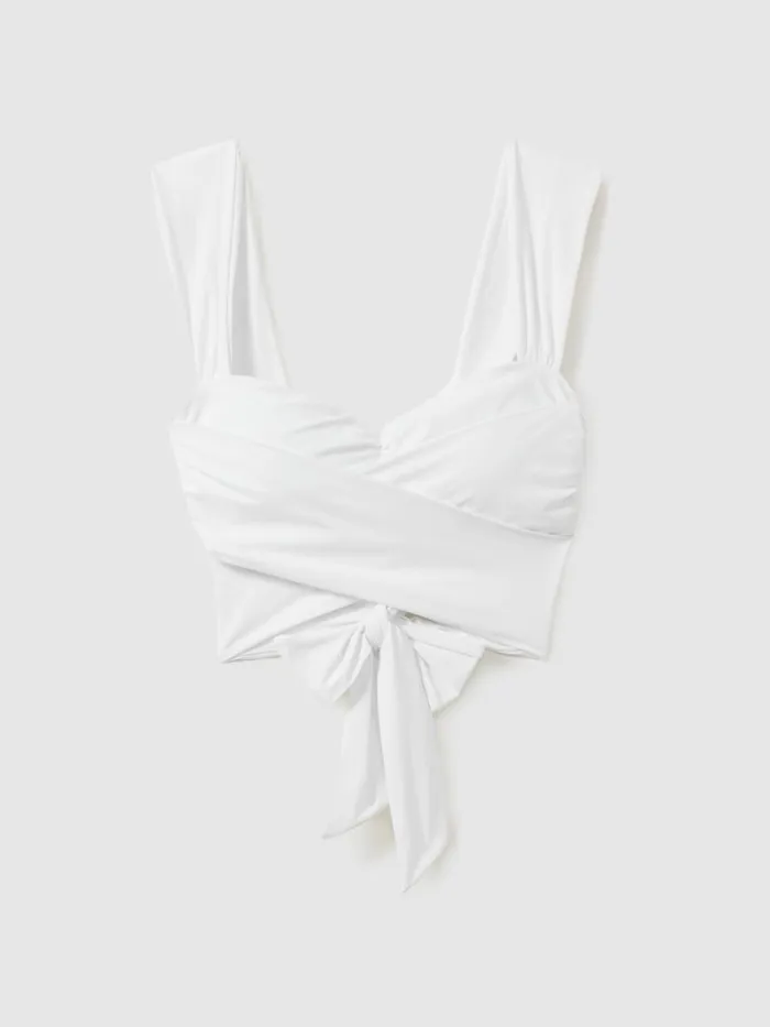Women Reiss Swimwear Cristina Wrap Design Bikini Top White