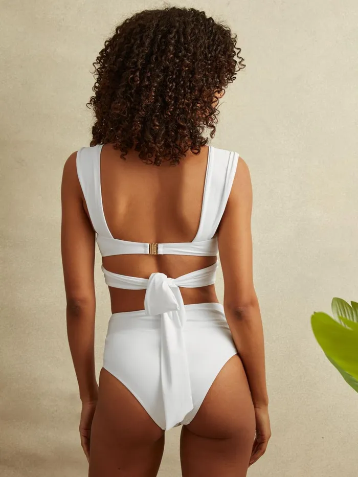 Women Reiss Swimwear Cristina Wrap Design Bikini Top White