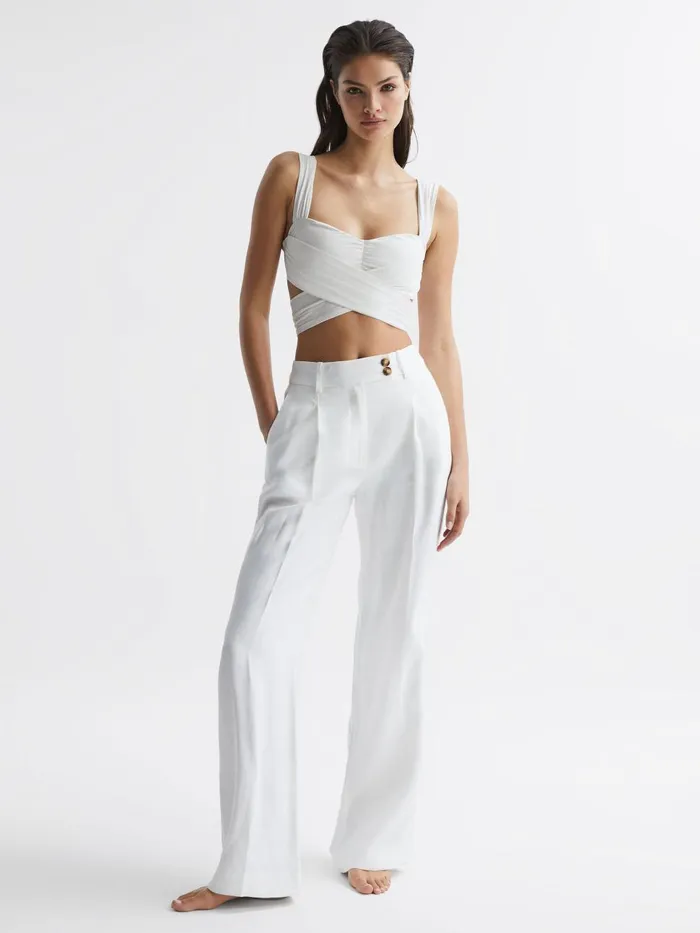 Women Reiss Swimwear Cristina Wrap Design Bikini Top White