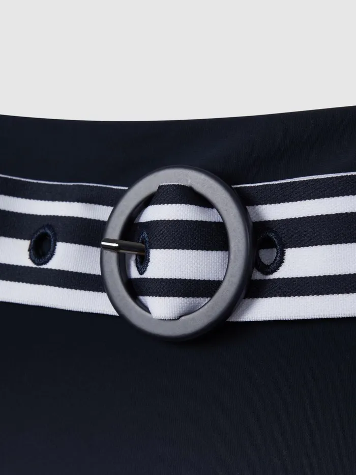 Women Reiss Swimwear Jessica High Rise Belted Bikini Bottoms Navywhite