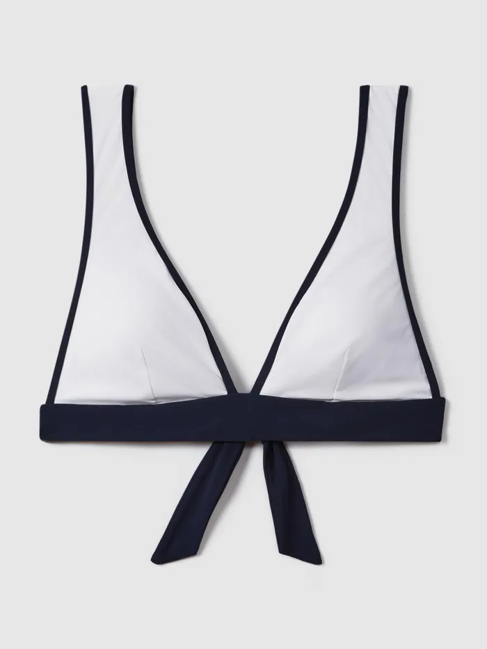 Women Reiss Swimwear Jessica Wide Strap Bikini Top Navywhite