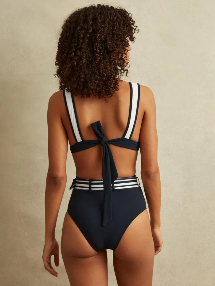 Women Reiss Swimwear Jessica Wide Strap Bikini Top Navywhite