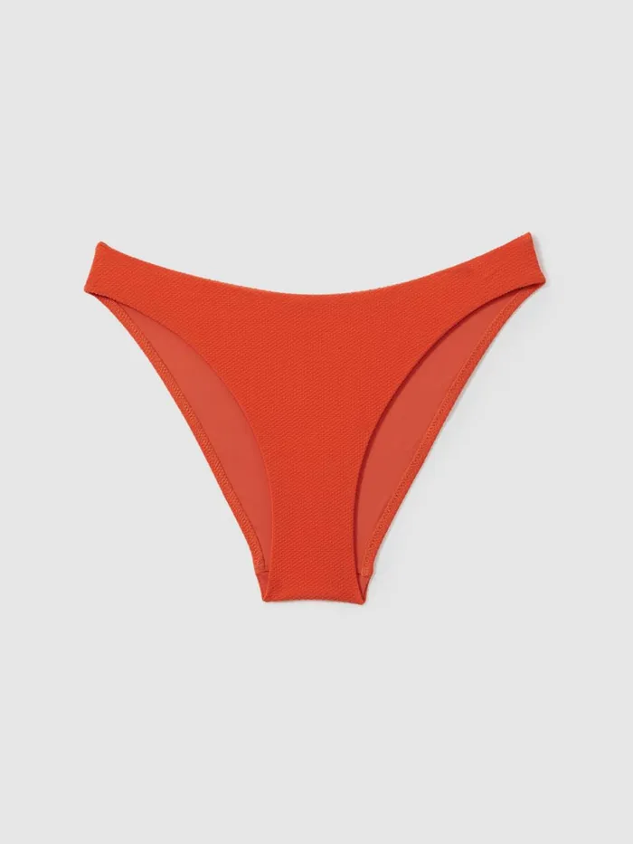 Women Reiss Swimwear Lucy Textured High Rise Bikini Bottoms Orange
