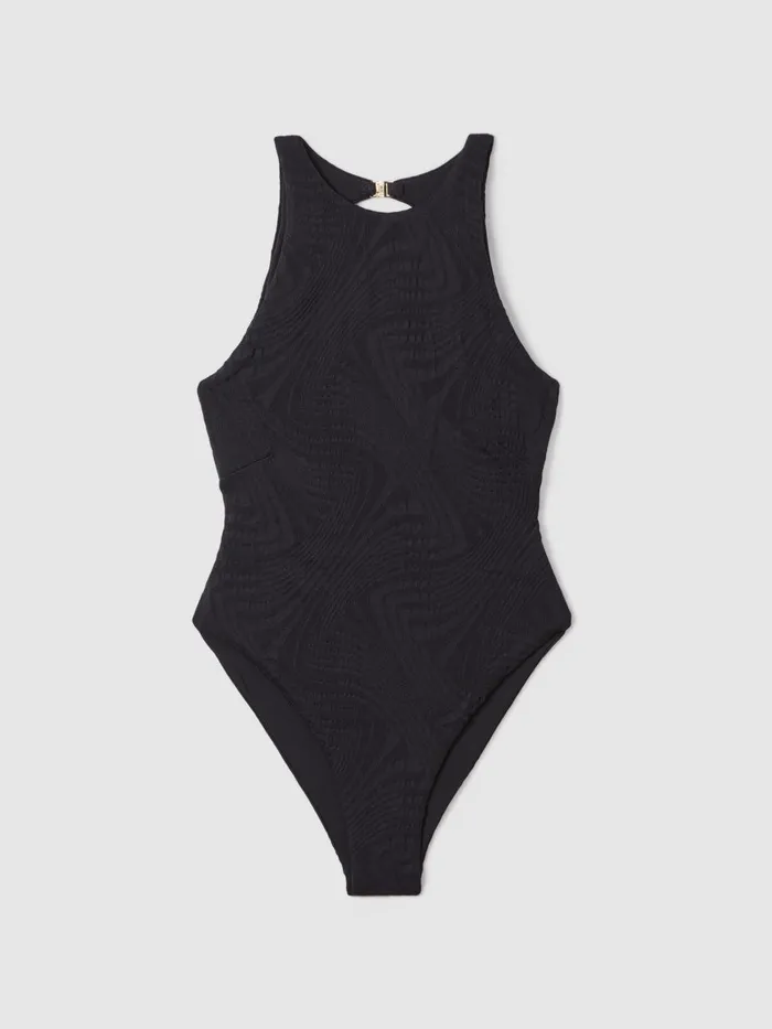 Women Reiss Swimwear Open Back Swimsuit Black