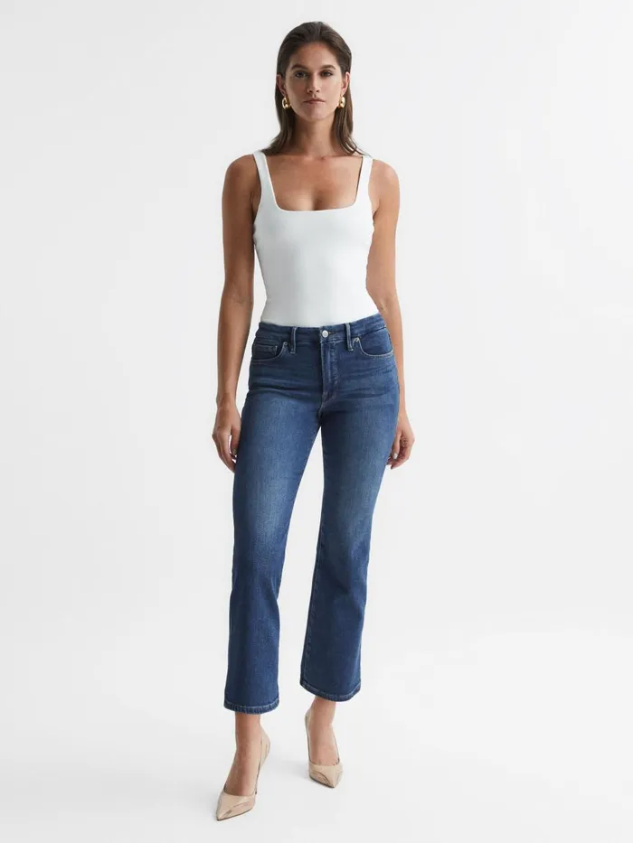 Women Reiss Tops American Good American Square Neck Bodies White