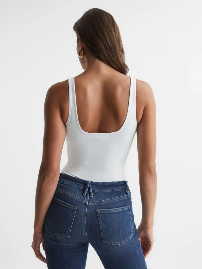 Women Reiss Tops American Good American Square Neck Bodies White