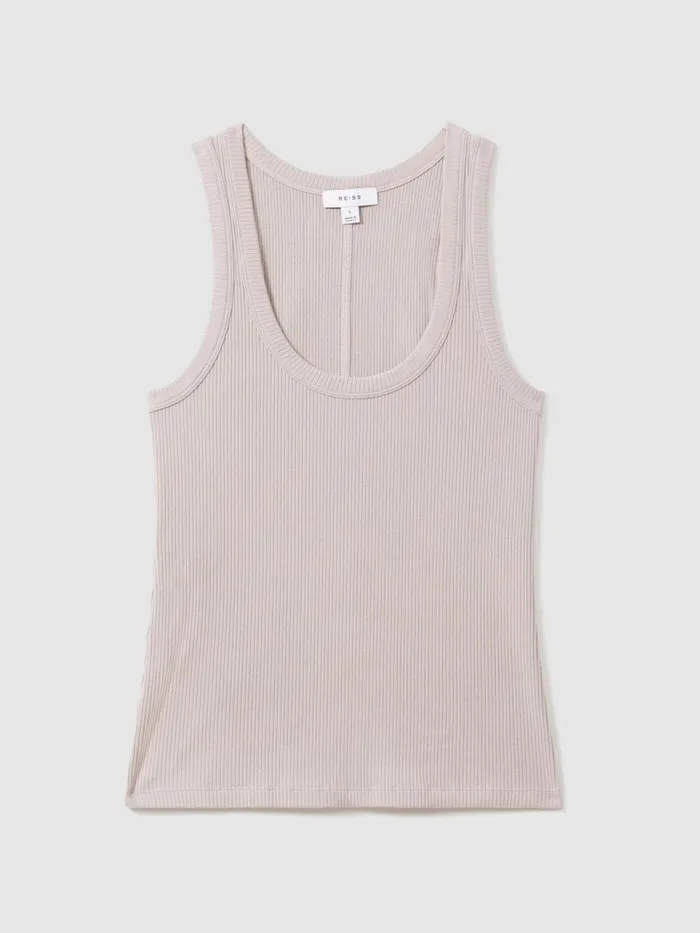 Women Reiss Tops Elle Ribbed Cotton Blend Vest Mink