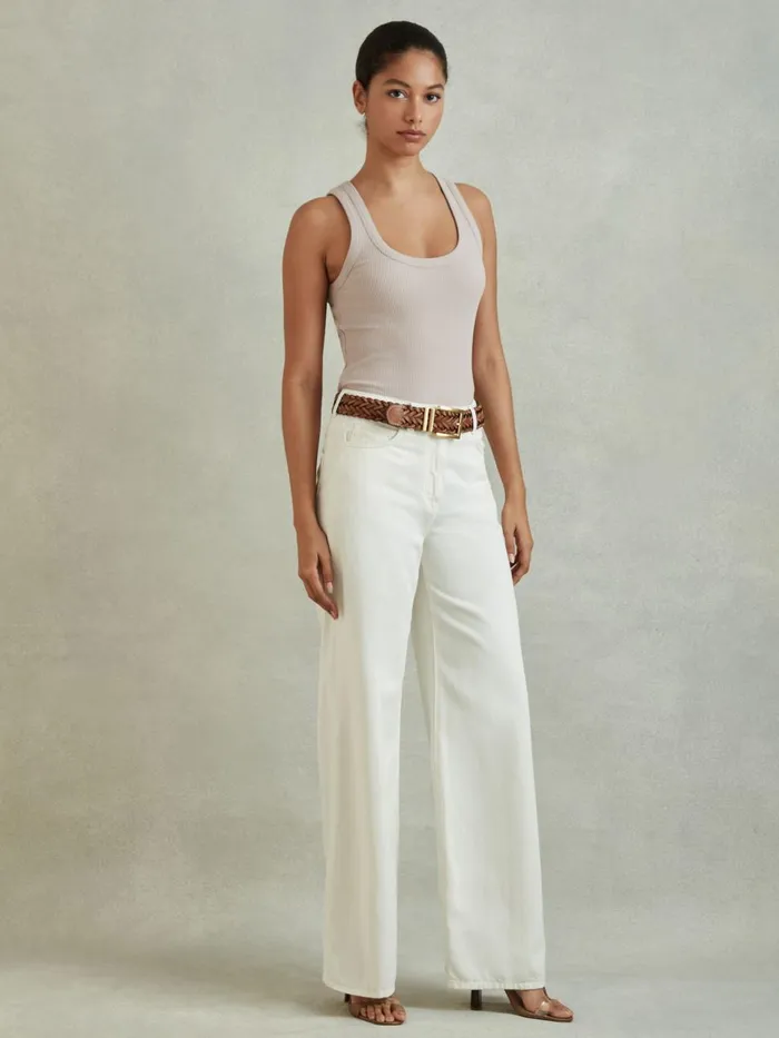 Women Reiss Tops Elle Ribbed Cotton Blend Vest Mink