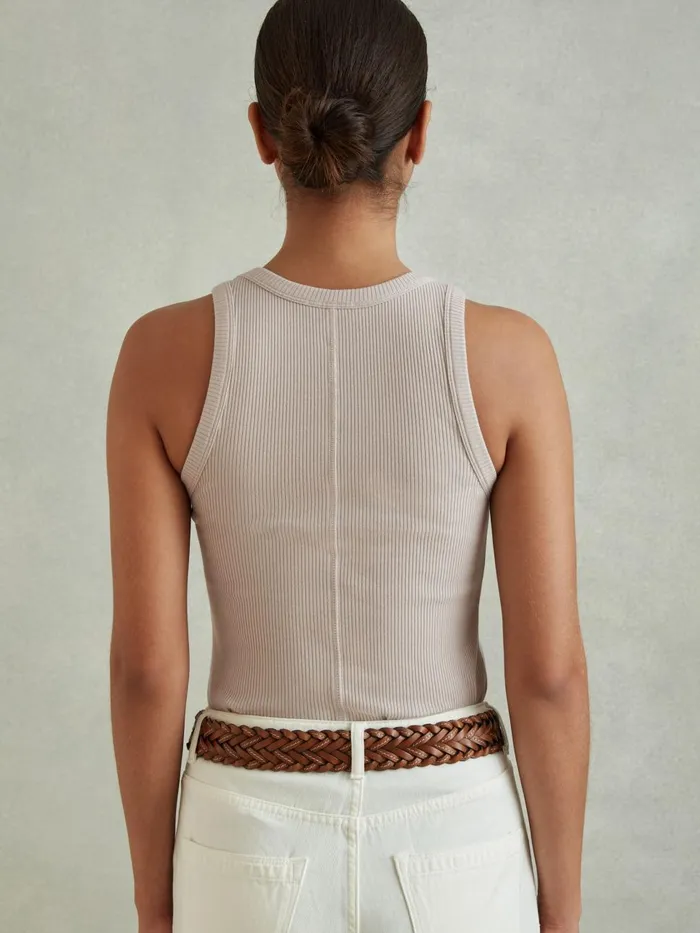Women Reiss Tops Elle Ribbed Cotton Blend Vest Mink