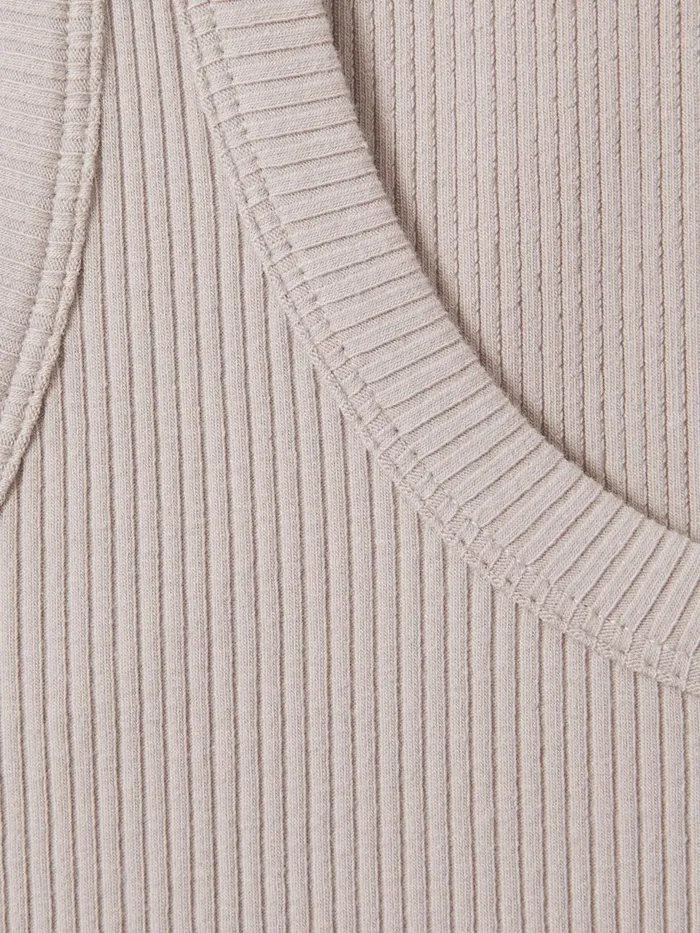 Women Reiss Tops Elle Ribbed Cotton Blend Vest Mink